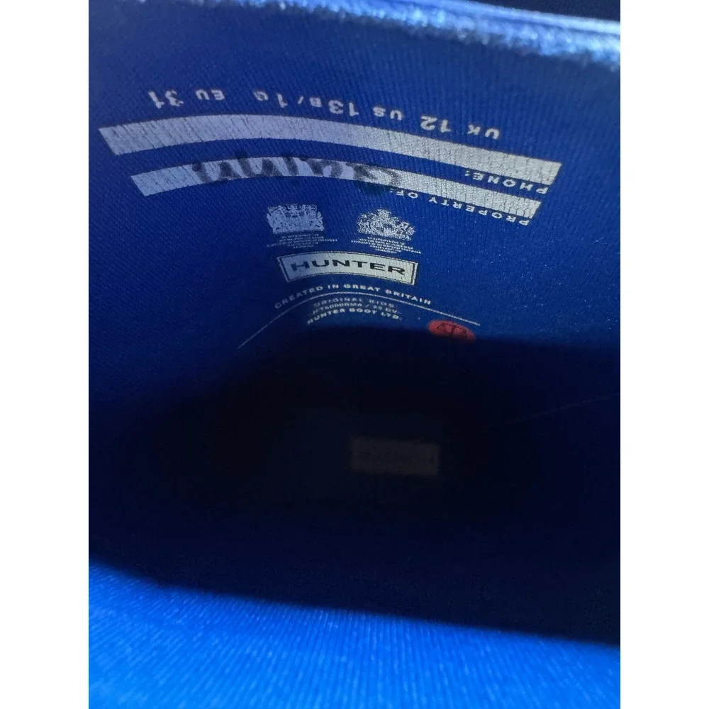 Hunter Original Kids Rain Boots Blue Waterproof Rubber Wellington Size 13 1 J1